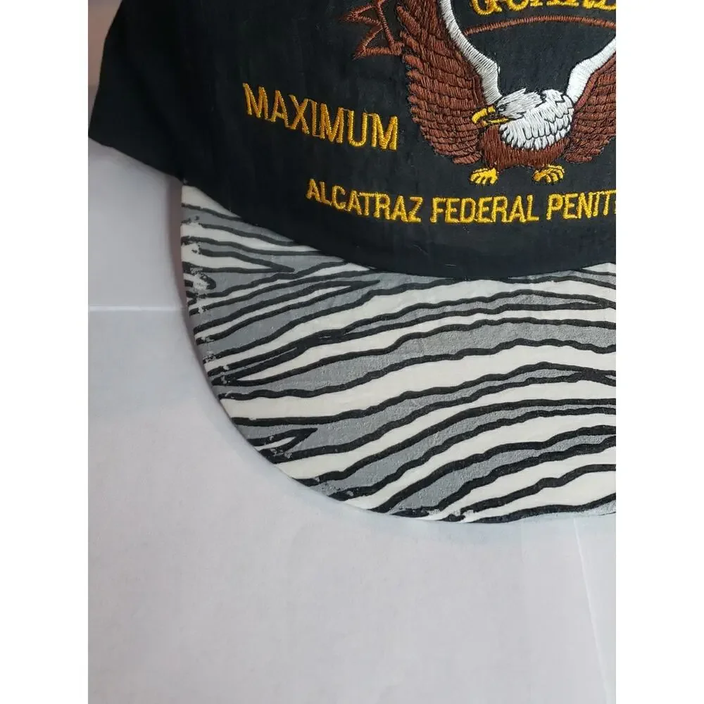 Guard Maximum Security Alcatraz Federal Penitentiary Snap Back Cap Zebra Print